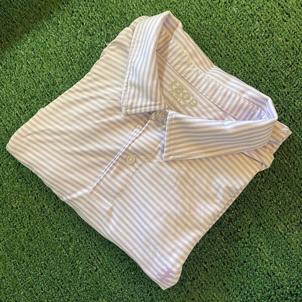 Izod Golf Men's Performance Golf Shirt Purple / White Size XL
